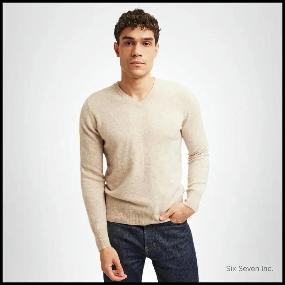 Classic V-Neck Cashmere Sweater Timeless Elegant Minimal Wardrobe Staple